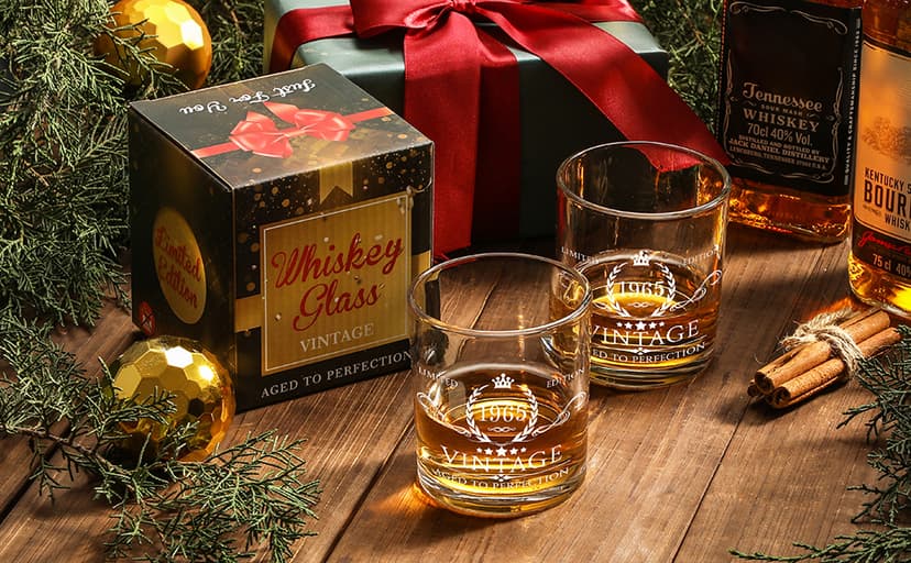 AOZITA 60th Birthday Gifts for Men - 60th Birthday Decorations for Men, Party Supplies - 60th Anniversary, Bday Gifts Ideas for Him, Dad, Husband, Friends - 11oz Whiskey Glass