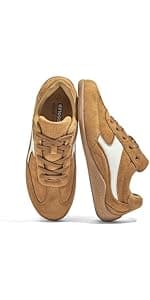 LUCKY STEP Women Classic Retro Gum Sole Fashion Sneakers Casual Tennis Skate Shoe Genuine Leather Walking Footwear Anti Slip Trainers