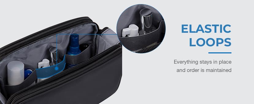 BAGSMART Toiletry Bag for Men, Travel Toiletry Organizer Dopp Kit Water-resistant Shaving Bag for Toiletries Accessories, Door Room Essentials, Black-medium