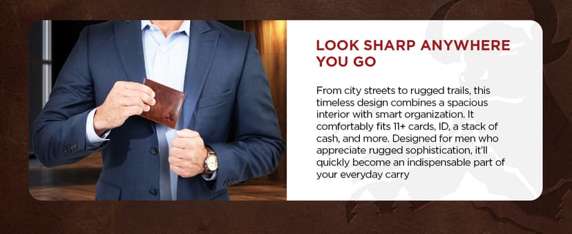 BULL GUARD Mens RFID Blocking Bifold Wallet Soft Genuine Leather Brown Western | Secure and Durable Extra Capacity Billfold with 11 Credit Cards, Flip Up ID