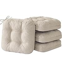 IASEAHK Chair Cushions for Dining Chairs, Seat Cushions for Kitchen Chairs, Indoor Seat Cushions with Ties, Tufted Foam Chair Pads, Non Slip Chair Cushions Set of 4, 15.5" x 15.5" x 4", Navy Blue