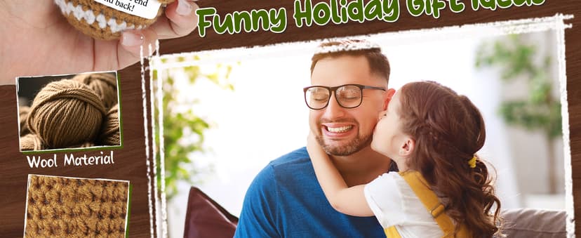 Dad Gifts from Daughter Son Wife, Positive Handmade Crochet Dad Birthday Gift, Funny Cute Small Gifts for Dads, I Love You Girl Papa Gift Idea, Unique Doll for Step-Dads Football