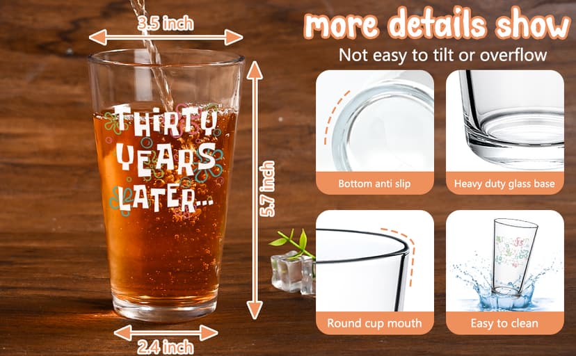 Futtumy 30th Birthday Gifts for Men, 15 OZ Thirty Years Later Beer Glass, 30 Year Old Birthday Gifts for Men Him Dad Father Husband Brother Boyfriend Uncle Women Wife, Gift for 30th Birthday Christmas B0FKSSHCCV