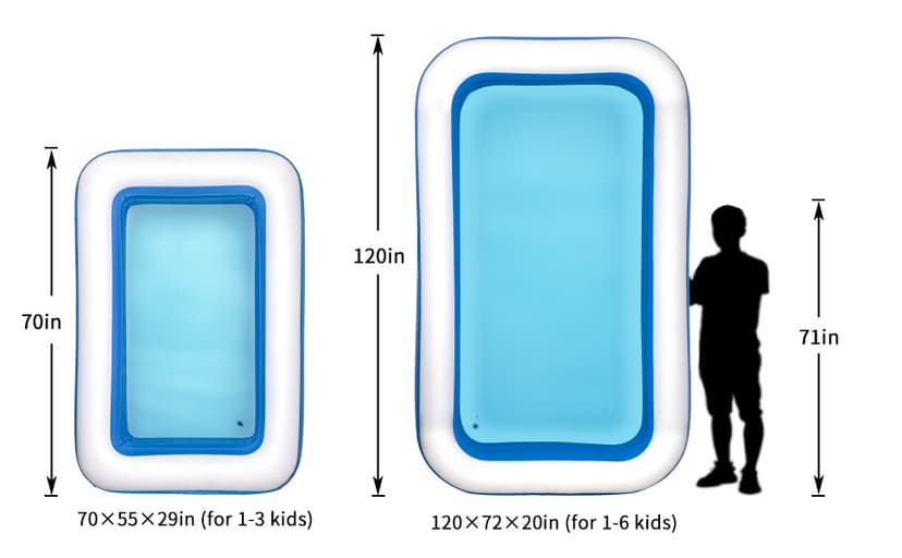 Inflatable Swimming Pool, 70x55x29 inch Inflatable Pool, Family Pool, Summer Water Party, Kids, Outdoor, Garden, Backyard (A 70x55x29in)