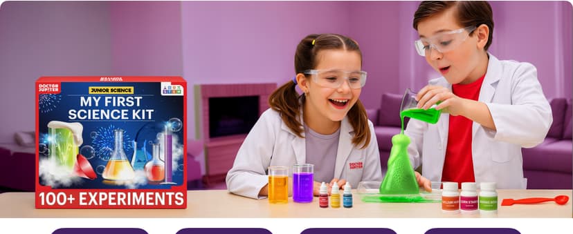 Doctor Jupiter My First Science Kit for Kids Ages 4-5-6-7-8 | Christmas, Birthday Gift Ideas for 4+ Year Old Boys & Girls | Toy Stem Kit with 100+ Experiments | Learning & Educational Projects