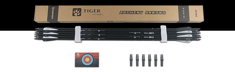 TIGER ARCHERY 30Inch Carbon Arrow Practice Hunting Arrows with Removable Tips for Compound & Recurve Bow(Pack of 12)