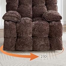 Oversized Power Swivel Rocker Recliner Chair for Big and Tall, Electric Chenille Glider with USB Ports, Extra Wide Overstuffed Reclining Sofa for Living Room Nursery, 375lbs (Brown, Power)