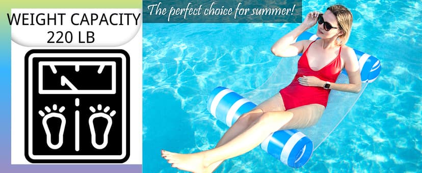 3 Pack Inflatable Pool Floats Adult Size Water Hammock,Pool Floaties Toys,4-in-1 Multi-Purpose Floats for Swimming Pool,Pool Rafts Lounge Chairs Floating,for Adults Vacation Fun and Rest