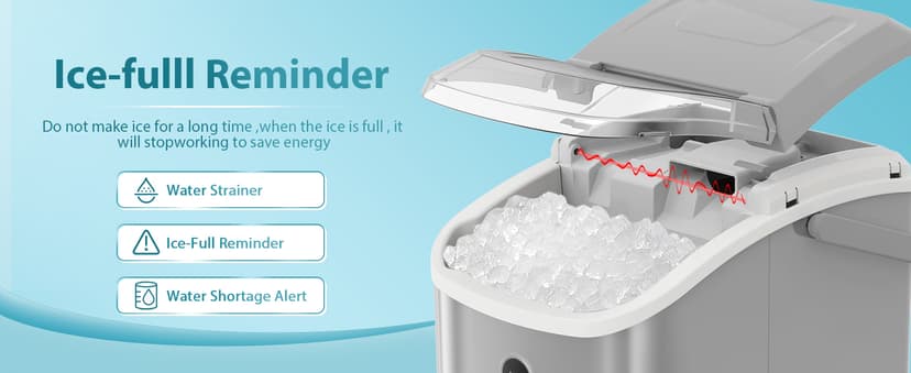 Antarctic Star Countertop Ice Maker with Soft Chewable Pellet Ice, 34lbs/24Hrs, One-Click Operation, Self-Cleaning Portable Peddle Ice Machine with Ice Scoop for Kitchen,Office,Bar,RV (Grey)