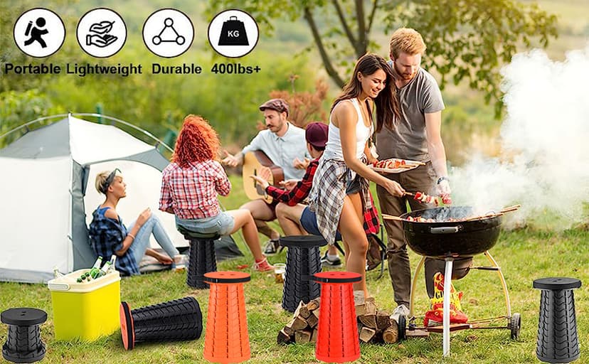 Fishboy Upgraded Collapsible Stool, 400lbs Max Weight, Lightweight But Sturdy, Portable Retractable Folding Telescoping Foldable Camping Stool for Adults Outdoor Fishing Hiking BBQ
