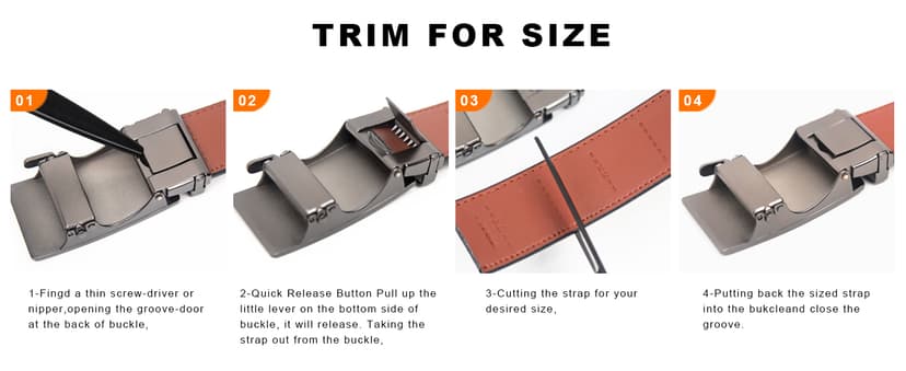 VATAN Men's Belt Leather Ratchet Belt for Men Dress Casual Every Day with Adjustable Buckle, Trim to Fit