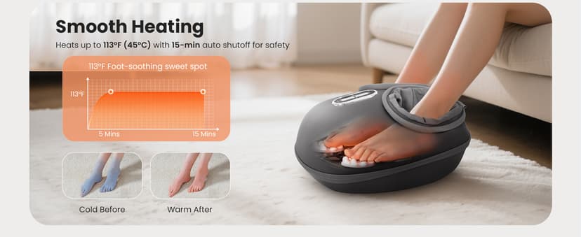 Nekteck Shiatsu Foot Massager with Heat, FSA Eligible Deep Kneading Therapy Air Compression, HSA Feet Massage Improve Blood Circulation Foot Wellness Soothing Pain Relief, Relax for Home Office Use