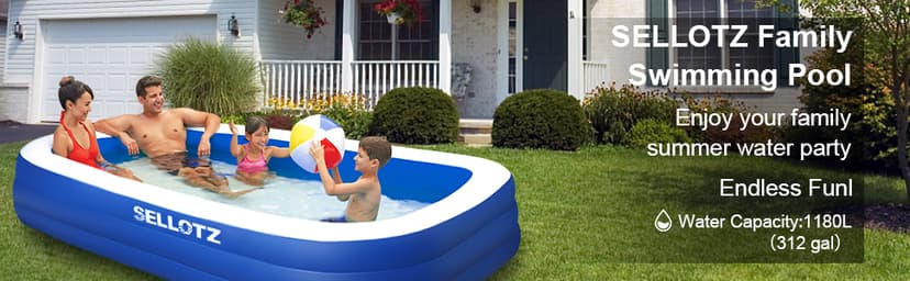 Inflatable Pool for Kids and Adults, 120" X 72" X 22" Oversized Thickened Family Swimming Pool for Toddlers, Outdoor, Garden, Backyard, Summer Water Party