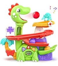 Move2Play, Dinosaur Basketball Hoop & Soccer Goal Activity Center | 30+ Sounds & Songs + 5 Lights | 1 2 3 Year Old for Boys and Girls | Toy & Gift for Baby & Toddlers B0FJSJHNHY