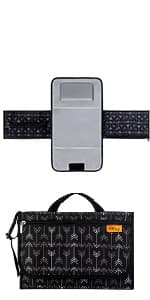 Kopi Baby Portable Diaper Changing Pad - Baby Diaper Changer Travel Bag with Wipes Pocket, Smart Design Portable Changing Mat, Infant Travel Station Kit, Gift for Newborn Girl & Boy - Grey, Classic