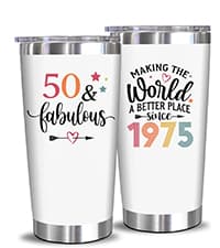 NewEleven 50th Birthday Gifts For Her, Women - Vintage 1975 50th Birthday Decorations For Women - 50 Year Old Present Ideas For Wife, Mom, Grandma, Aunt, Friends, Female - 16 Oz Wine Glass