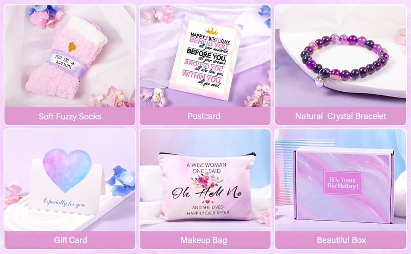 Happy Birthday Gifts for Women, Best Friend Birthday Gifts Basket for Girls Her Daughter Niece Granddaughter Female Sister Mom Coworker, Spa Gift Basket for Women