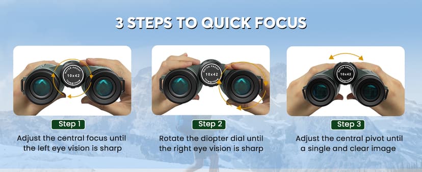 WOSPORTS 10x42 Binoculars for Adults - IP67 Waterproof Binoculars for Bird Watching, Camping, Hiking