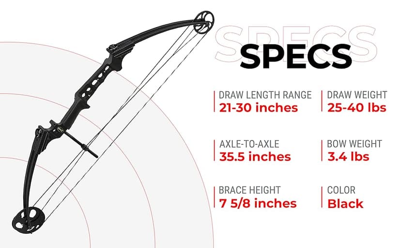 Genesis Gen-X Lightweight Compound Bow, Archery Hunting Bow for Adults w/Adjustable Riser, Cam Draw Weight, & Length, Draw Hand - Right, Black