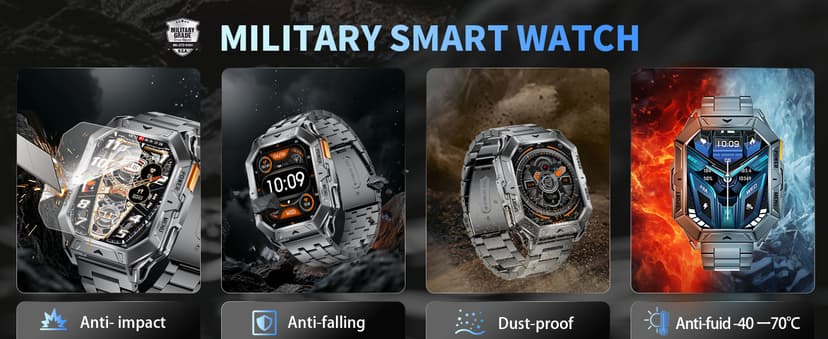 LIGE Military Smart Watches for Men(Answer/Make Calls),100-Day Battery Life,2.13" AMOLED Outdoor Sports Smartwatch with Compass,Heart Rate/Sleep Monitor Fitness Tracker for Android iOS,AI Voice