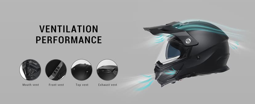 TRIANGLE Dual Sport Motorcycle Helmet Dirt Bike Helmets ATV Full Face Helmet for Adults Men with Internal Sunshield DOT Approved