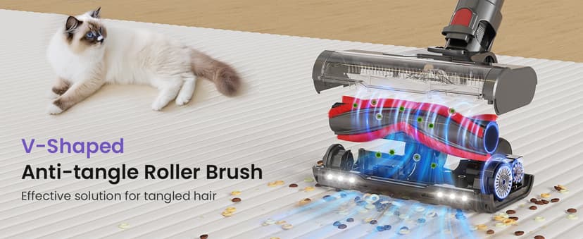 NADALY Cordless Vacuum Cleaner, 650W 55KPA 70Mins Vacuum Cleaners for Home, Anti-Tangle, Self-Standing Stick Vacuum Cordless Rechargeable, Lightweight Vacuum for Hardwood Floors/Pet Hair/Carpet