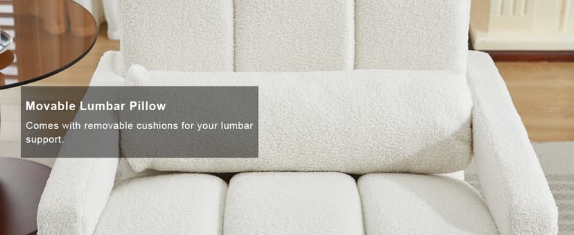 LOULENS Lambswool Accent Chair, Modern Upholstered Sherpa Accent Chair, Comfy Teddy Single Armchair with Pillow for Living Room, Bedroom (Beige, Backrest Under The Cushion)
