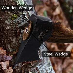 15.7" Hatchet, Camping Hatchet, Hand-Forged Axe with Sheath for Wood Chopping, Splitting, and Carving, Bushcraft Axe with Beech Handle for Outdoor Survival and Garden Work