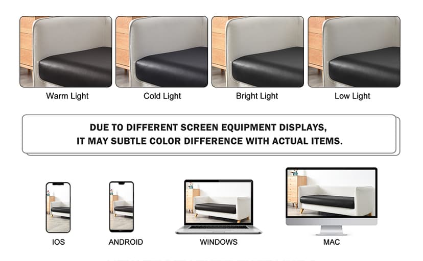 Yates Home PU Leather Couch Sofa Cushion Slipcover Water-Proof Elastic Chair RV Seat Covers Loveseat Sofa Furniture Protector Slip Cover for Settee Seater Replacement in Living Room(Sofa, Black)