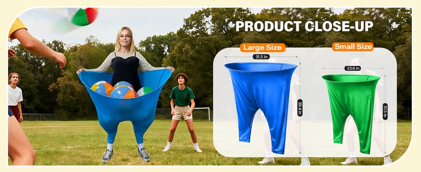 Granny Pants Yard Game for Adults (40 in * 31.5 in),2Pcs Granny Pants Outdoor Games with 10 Bouncy Balls,2 Pumps & Flags, Granny Pants Game for Family Carnival Party Reunion Gathering(Large)