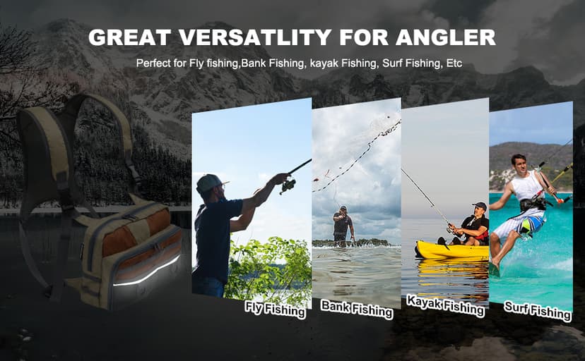 MYDAYS Fishing Chest Pack, Fly Fishing Bag for Men and Women, Tackle and Fly Boxes Storage Pack, Hunting Binocular Pack (Grey)