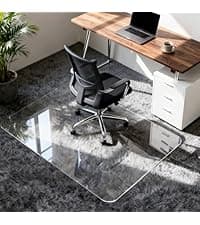 Vicwe Glass Chair Mat for Carpet,32"x48" Tempered Glass Office Chair Mat,1/5" Thick Glass Chair Mat with Rounded and Polished Edges,Smooth Glide for Carpet & Hardwood Floor Protection