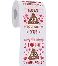 70th Birthday Gifts for Women, Men, Her, Him - Happy Prank Toilet Paper - 70th Birthday Decorations, Party Supplies Favors - 70 Years Old Funny Gag Gift Ideas, Novelty Bday Present for Friends, Family