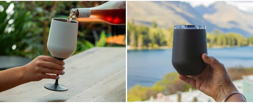 Huski Wine Tumbler 2.0 | NEW | Award-winning Design with Detachable Stem | Premium Stainless Steel Wine Glass with Lid | Triple Insulated Tumbler | 12oz Capacity | Great Gift (Champagne)