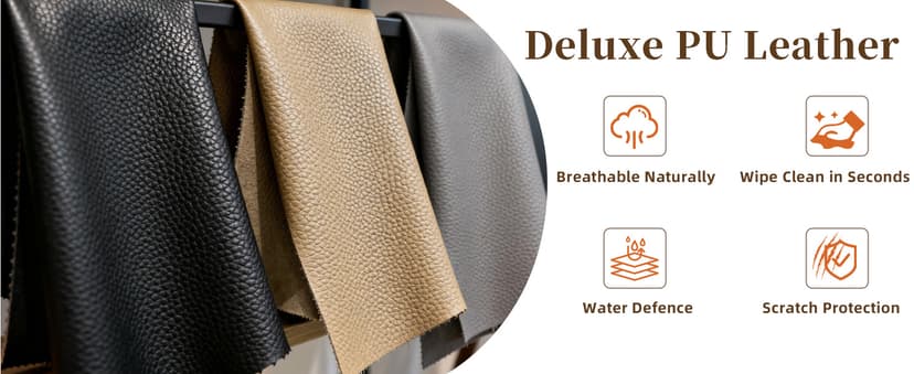 Office Chair, Executive Leather Office Chair with Lumbar Support & Flip-up Armrests, Ergonomic Adjustable High Back Swivel Chair with Rocking Function (Black)