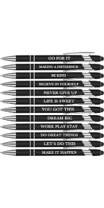 Rose Gold Funny Pens with Stylus Tip & Sayings for Back to School Essentials Home, Office, Teacher Supplies Zonon 12 Pcs Inspirational Pens, Motivational Ballpoint Pen Gifts for Women B0B4T388TH
