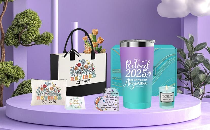 Retirement Gifts for Women, Best Happy Retirement Gifts for Teachers Nurses Coworkers Friends Grandma, Funny Retired Christmas Gift Basket for Women with 20 Oz Tumbler, Canvas Tote Bag, Makeup Bag