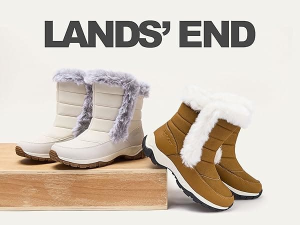 Lands' End Expedition Waterproof Insulated Womens Snow Boots, Lace Up or Slip On Winter Boots for Women, Medium or Wide Width Sizes 6 to 11, Black, Brown, Blue, White or Grey Winter Shoes