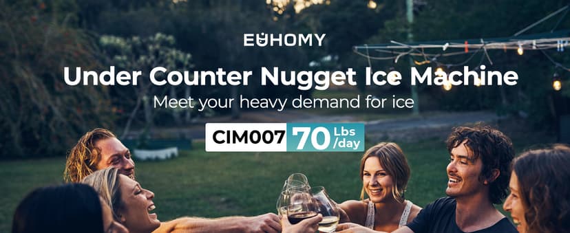 EUHOMY Under Counter Nugget Ice Maker Machine, 70Lbs/Day, Bulit-in Freestanding Ice Maker with Double Ice Baskets, Self-Cleaning & 24H Timer Ice Machine, for Home Use(Silver)