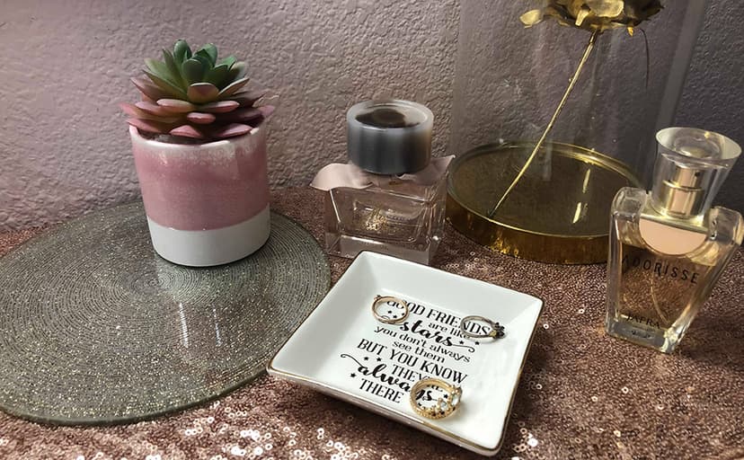 HOME SMILE Ceramic Ring Dish Jewelry Tray for Mom Sister Friends