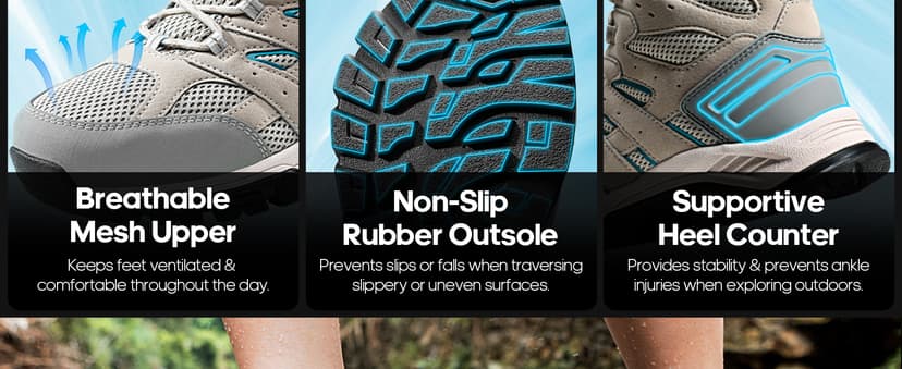 NORTIV 8 Women's Waterproof Hiking Boots Outdoor Trekking Mid Backpacking Mountaineering lightweight boots