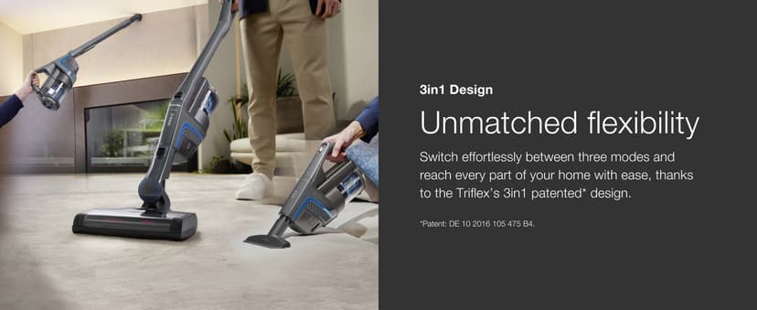 Miele Triflex HX1 Cordless Stick Vacuum Cleaner, 60 min runtime, Graphite Grey / Blue