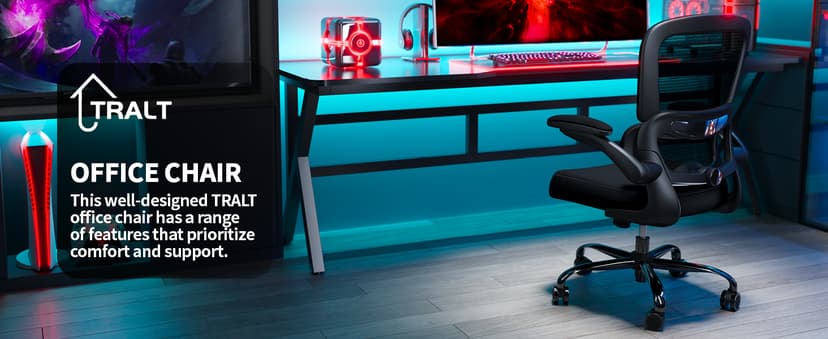 TRALT Office Chair - Ergonomic Desk Chair with Adjustable Lumbar Support, Mesh Computer Chair, Executive Chairs for Home Office Comfortable Lumbar Support (Black)
