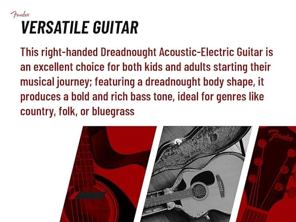 Fender FA Series Dreadnought Acoustic-Electric Guitar - Natural Bundle with Gig Bag, Strap, Strings, Picks, and Austin Bazaar Instructional DVD