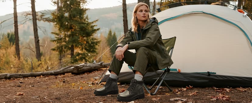 ANJOUFEMME Combat Hiking Boots for Women- Lace up Ankle Work Boots Lightweight Casual Winter Shoes for Backpacking Trekking Walking