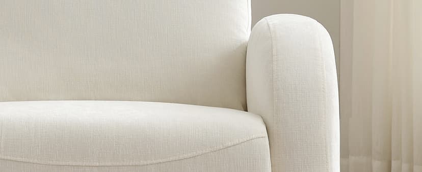 Rocking Recliner Nursery Chair, Swivel Recliner Glider for Nursery with 2 Pockets, Reclining Rocking Chair, Manual Recliners for Living Room, Bedroom, Cream White Chenille