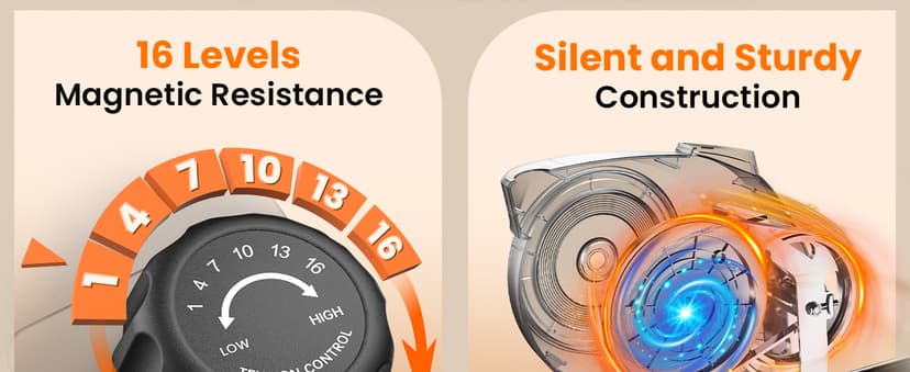 Recumbent Exercise Bike for Home Use, Quiet Recumbent Stationary Bikes for Adults & Seniors, 16-Level Resistance, Adjustable Seat, Supports 400LB, Pulse Sensors & LCD Display