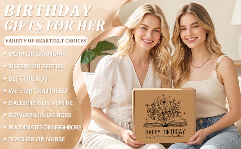 Birthday Gifts for Women Happy Birthday Gifts Ideas for Her Unique Gift Box Cute Bday Presents Basket for Woman Funny Gift Set for Mom Sister Best Friend Female Daughter Adult Girlfriend Wife Coworker B0H5X8VYB5