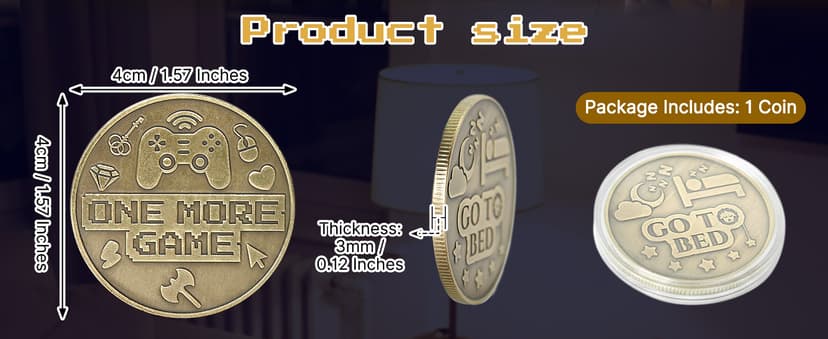 One More Game or Go to Sleep Gamer Decision Coin, Gifts for Gamer Boyfriend, Husband, Men, Gaming Accessories for Men, Game Gifts for Christmas, Valentine's Day, His Birthday B0G3PJT54G