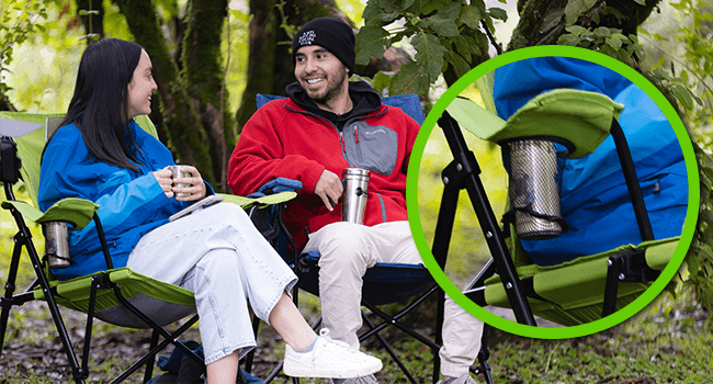 STRONGBACK Camping Chair Guru Heavy Duty Camping Chairs with Lumbar Support - Backpack Folding Camp Chair - Lime Green